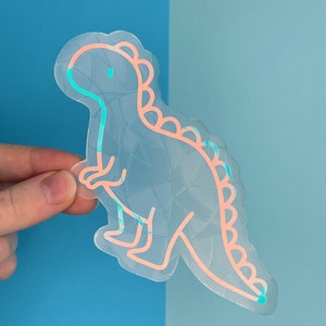 Bonnie the Dino Suncatcher // Window Decal, Suncatcher Sticker, Rainbow Maker, Dino Window Sticker, Suncatcher Sticker, Window Art