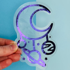 Moon Mobile Suncatcher // Window Decal, Suncatcher Sticker, Rainbow Maker, Celestial Window Sticker, Suncatcher Sticker, Window Art