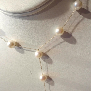 Cultured Freshwater Pearl 9mm - 18&quot; Lariat Necklace in 14k Yellow Gold