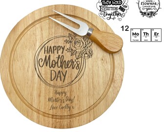 Mother's Day Personalised Round Cheese Board Set | 12 designs