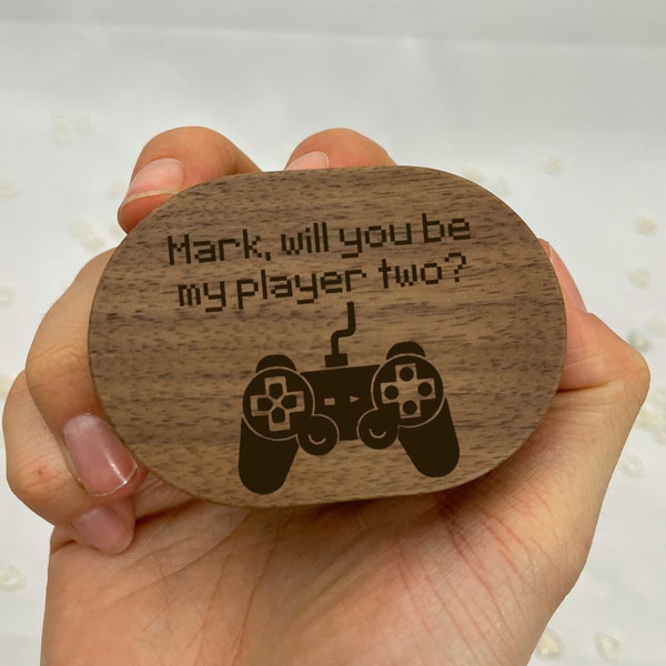 Player Two Walnut Oval Ring Box