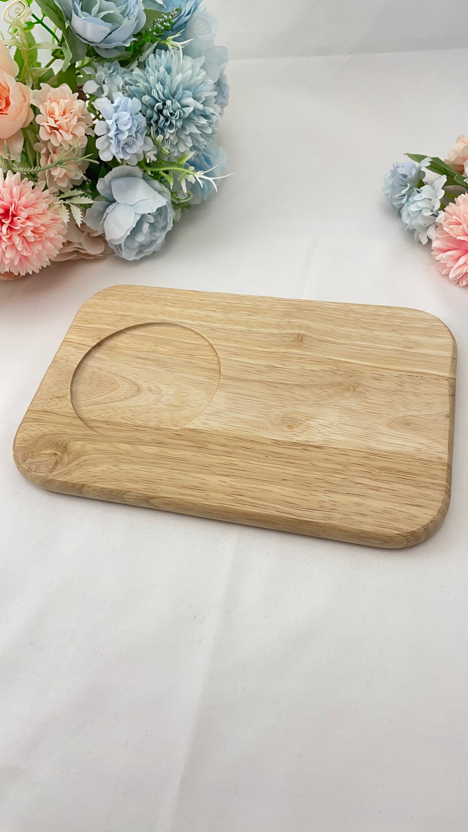 Tea and Biscuit Board Oak or Hevea Wood Etsy