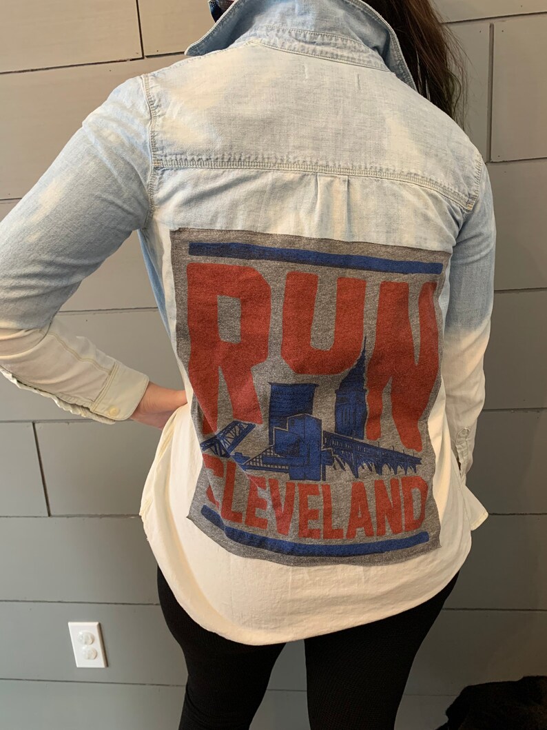 Run Cleveland Bleached Denim Button Up Shirt XS