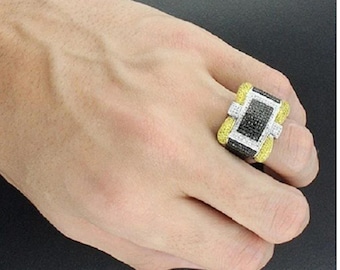 Anello Uomo In Argento 925 Placcato Oro Giallo O Bianco - Foto 5