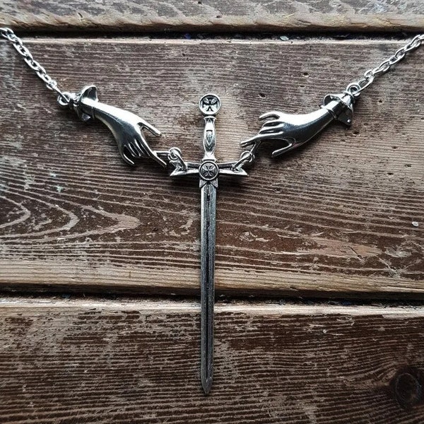 Collier épée Excalibur King Arthur bijoux gothiques pendentif cadeau fait main