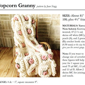 Cream and Rose Popcorn Granny Crochet Pattern