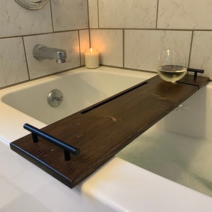 Bath Tray | Bath Caddy | Custom Made Bathtub Tray | Wooden Tray for Book Wine and Phone