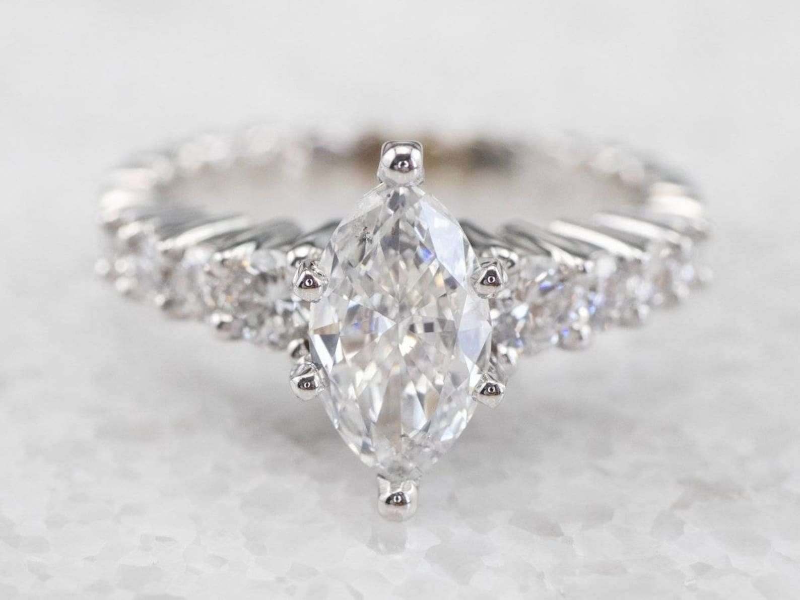 Marquise Moissanite Engagement Ring Sterling Silver Etsy