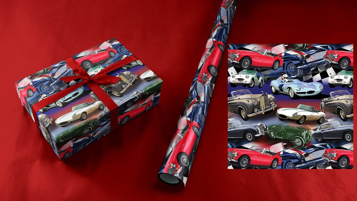 British Cars Wrapping Paper Etsy