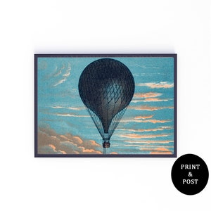 237. Der Ballon - Vintage Heißluftballon Werbung Kunstdruck - Imprimeur E. Pichot - Chromolithograph - Ballon In den Wolken - A3, A4, A5