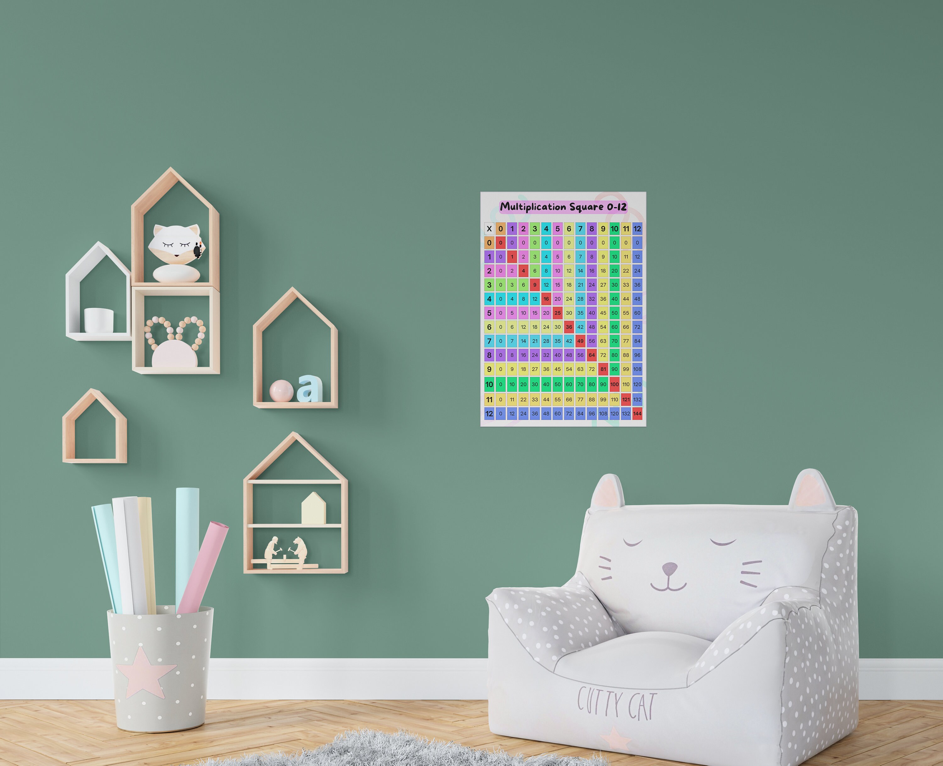 0-12 Maths Multiplication Square A3 Wall Chart, Kids Times Table Poster ...