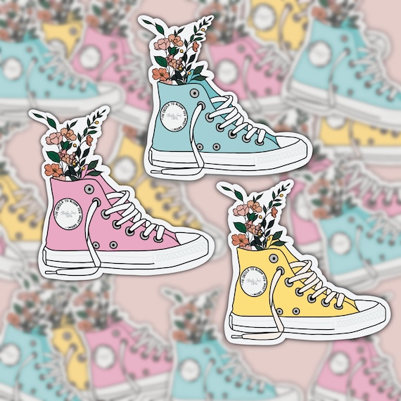 Floral Converse Sticker Waterproof Vinyl Decal Yellow Converse Sticker Laptop Sticker in Order to Bloom You Must Grow Sticker Etsy Denmark