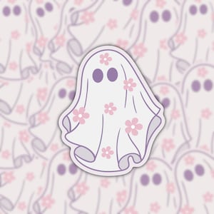 Floral ghost Sticker |  Halloween Sticker | Ghost Sticker |
