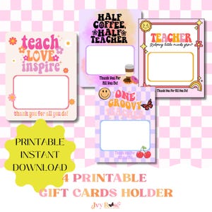 Porta tarjetas de regalo de agradecimiento para maestros / Regalo de fin de año / Porta tarjetas de regalo / Archivo PNG imprimible / Semana del maestro / Asistente del maestro