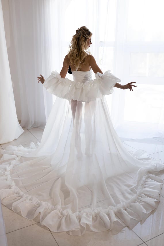 Capa de organza para a manhã da branca para casamento