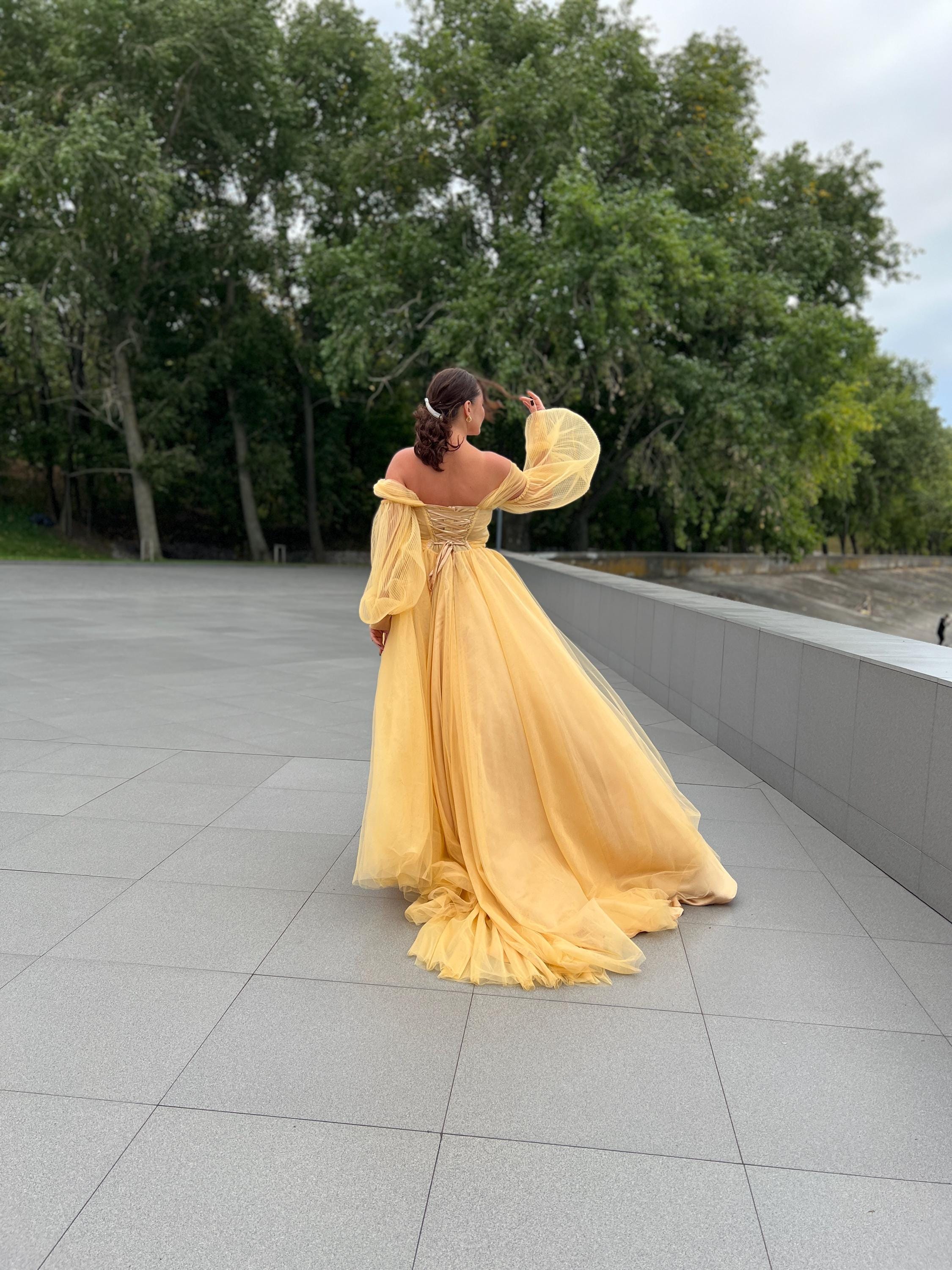 slim fit dress slacks Simple Yellow Satin Long Prom Dress, Yellow Evening Dress US 2 / Yellow main image 1