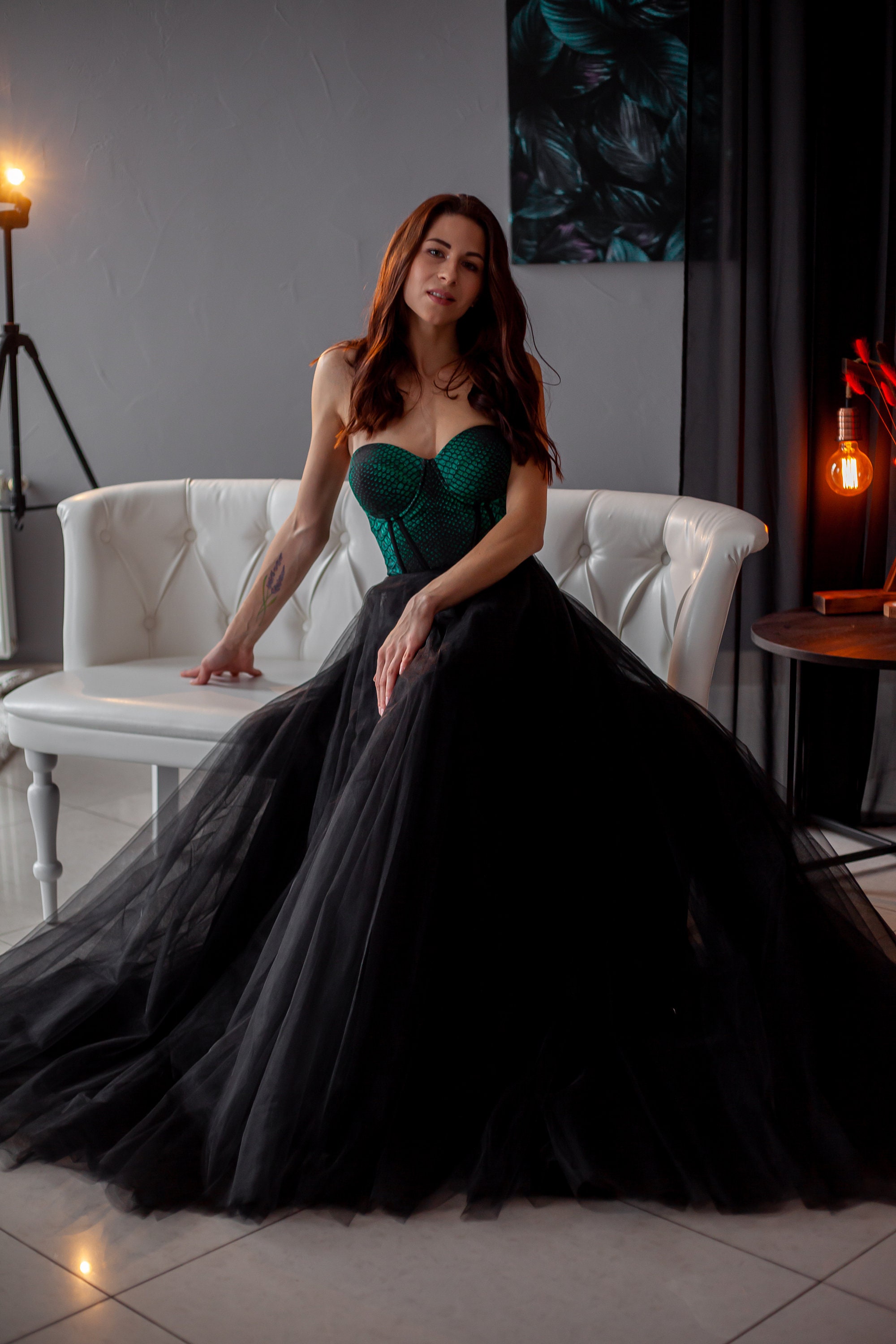 blue dress for baby girl Off-the-shoulder Black Prom Gown with Puffy Tulle Skirt – loveangeldress