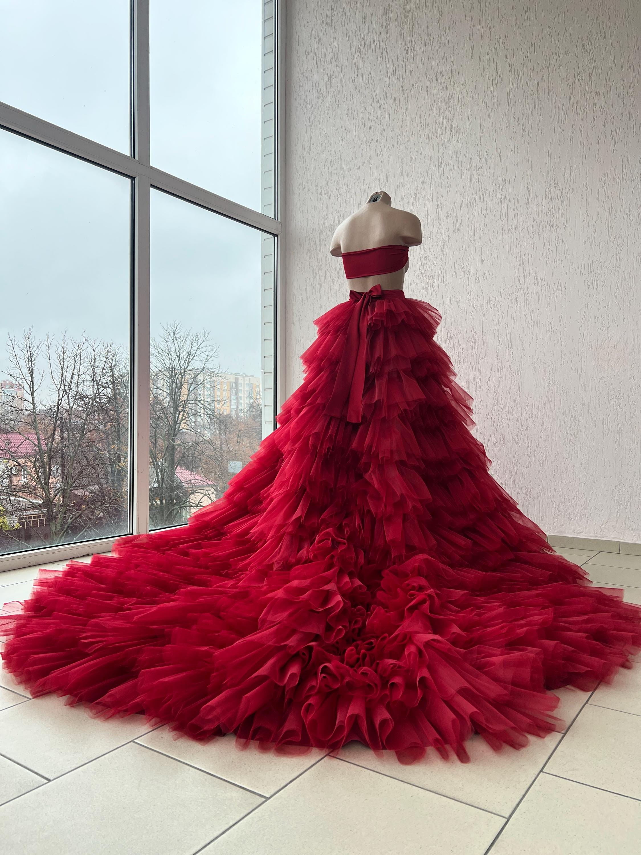 Gonna Pantalone In Tulle Rosso Ciliegia Per Bambina – Estiva Con Ricami E Stile Occidentale