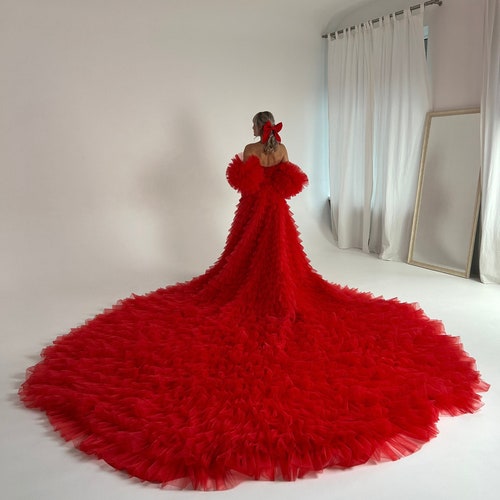 open lace back dress Simple A-line V-neck Satin Long Cheap Red Puffy Prom Dresses with Pock –  cherishgirls