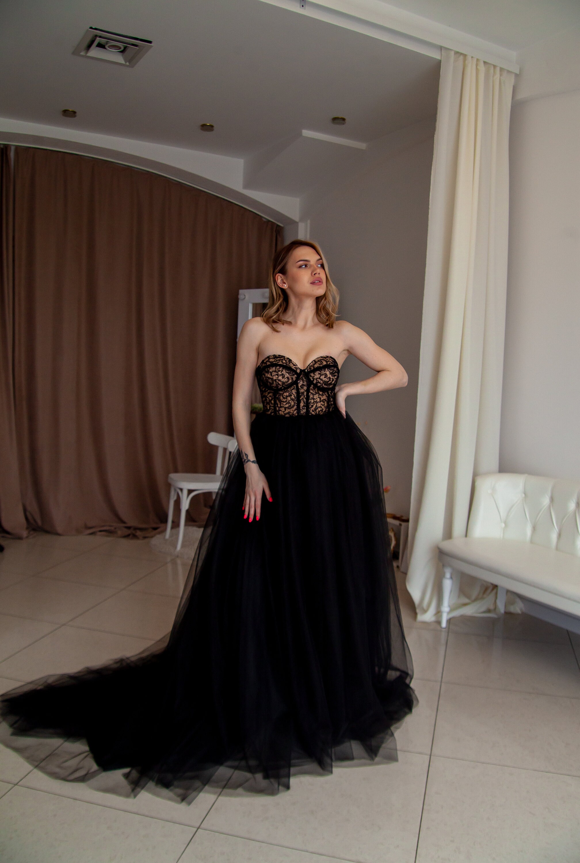 blue dress color Queendancer Women Royal Long Prom with Beading A-Line Tulle Color:As Photo 2026 Vintage 90s Black Floral