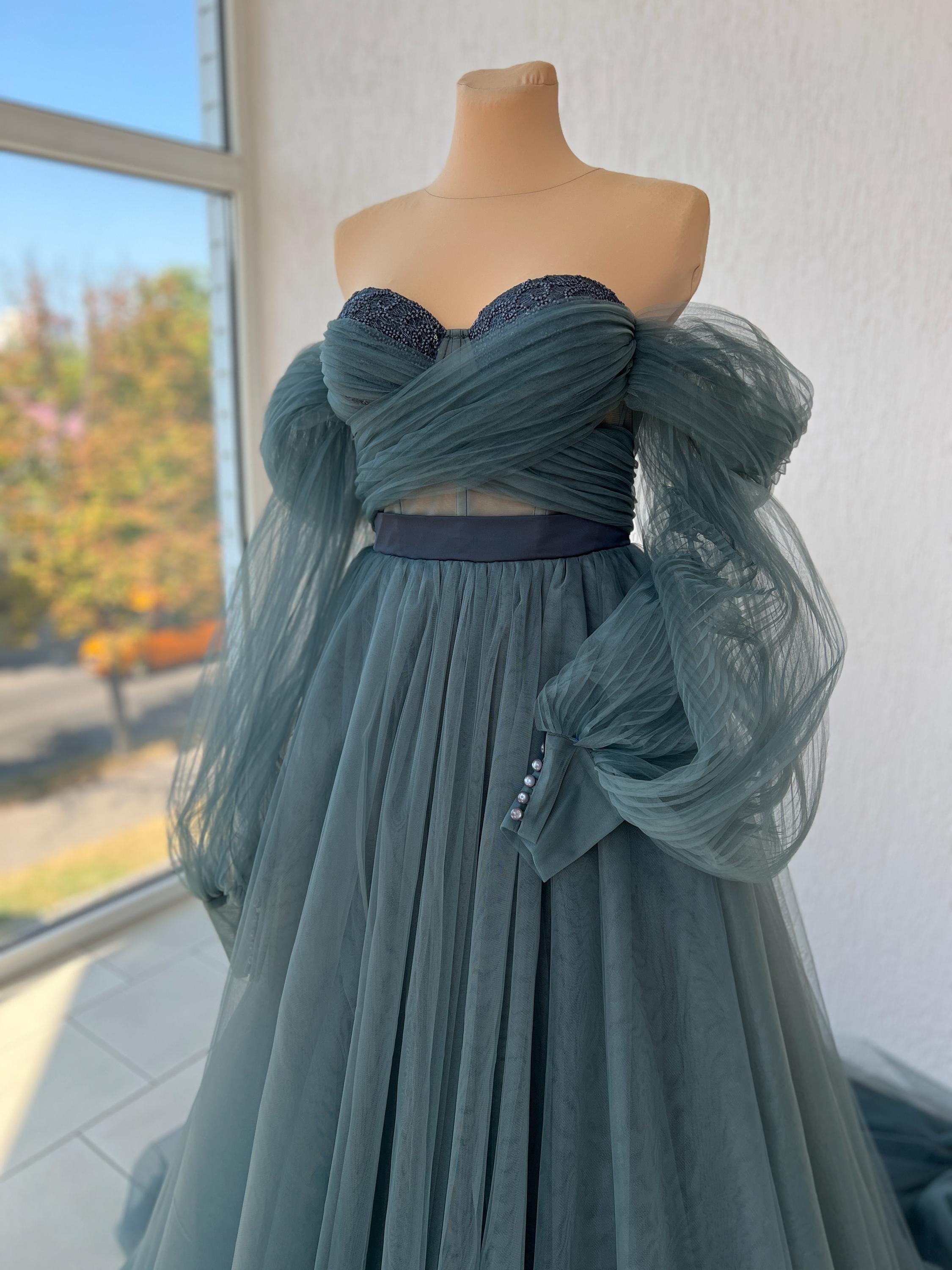 charcoal pleated corset dress Eleanor Charcoal Pleated Corset Dress