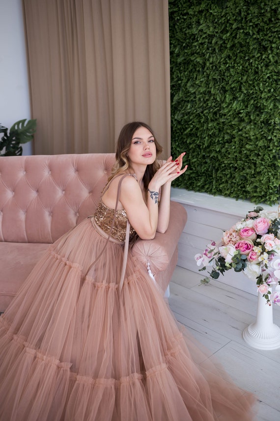 Fluffy Beige Tulle Fluffy Nude Dress Dress layered Special Occasion Dress corset Dress Women s Tulle Dress shiny Top Etsy Canada