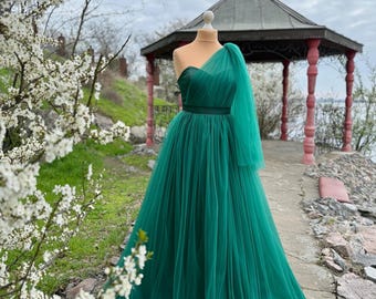 Grün Kleid der Waldfee.Smaragdgrün Abendkleid.Kräftiges griechisches Kleid.