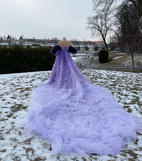 lilac winter dress Lavender wedding dress.Lilac ombre dress.Airy in purple tones.Corset dress with puff sleeves.The image of a fairy.For a photo Colour:RED out on a medium Formal Galas Plus Size Dress Style