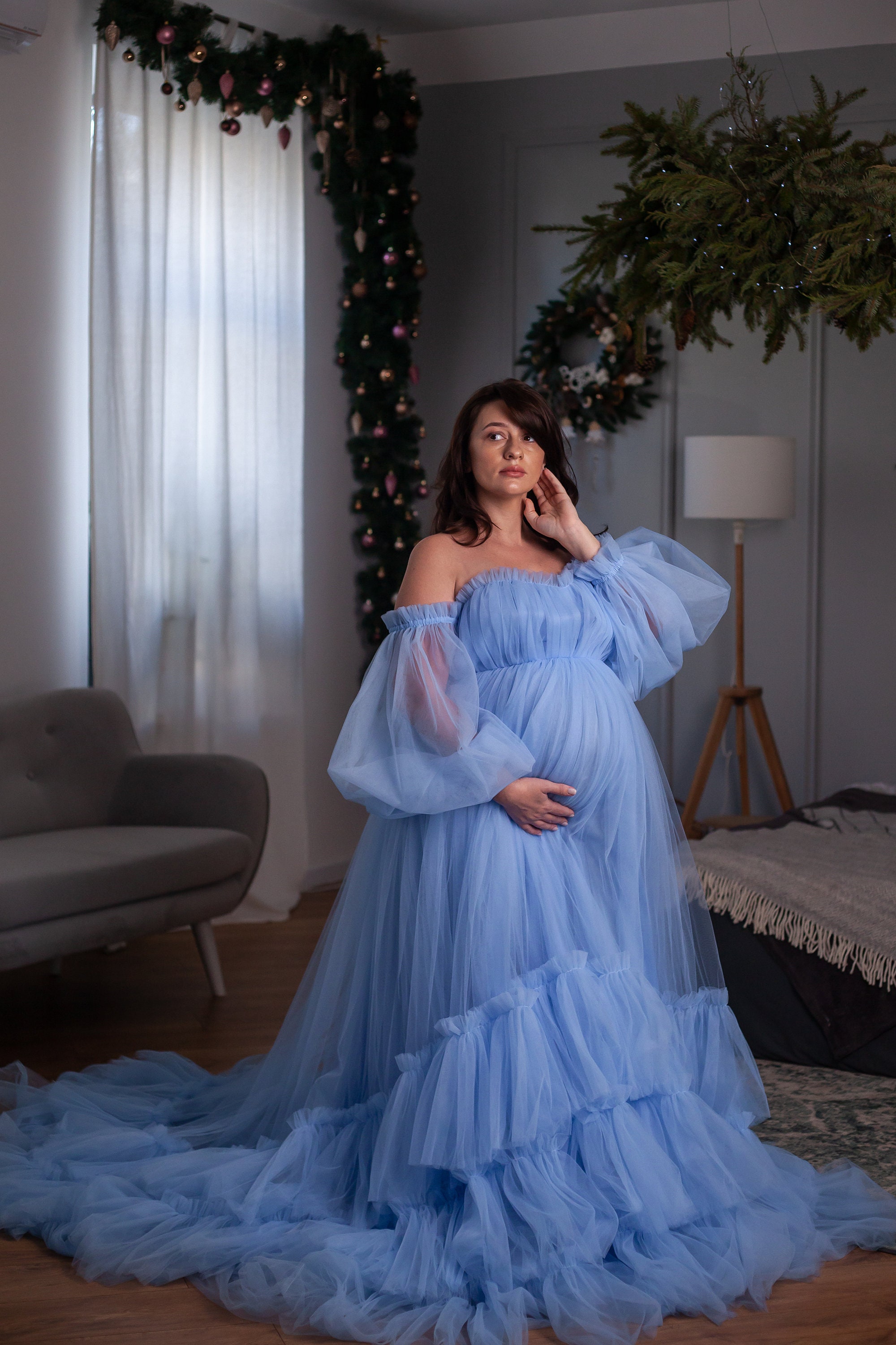 Tulle maternity dresses Puffy dress for photo shoots Blue maternity dress dress with a train for a special occasion and photo shoots Tulle maternity dresses Puffy dress for photo shoots Blue maternity dress dress with a train for a special occasion and photo shoots