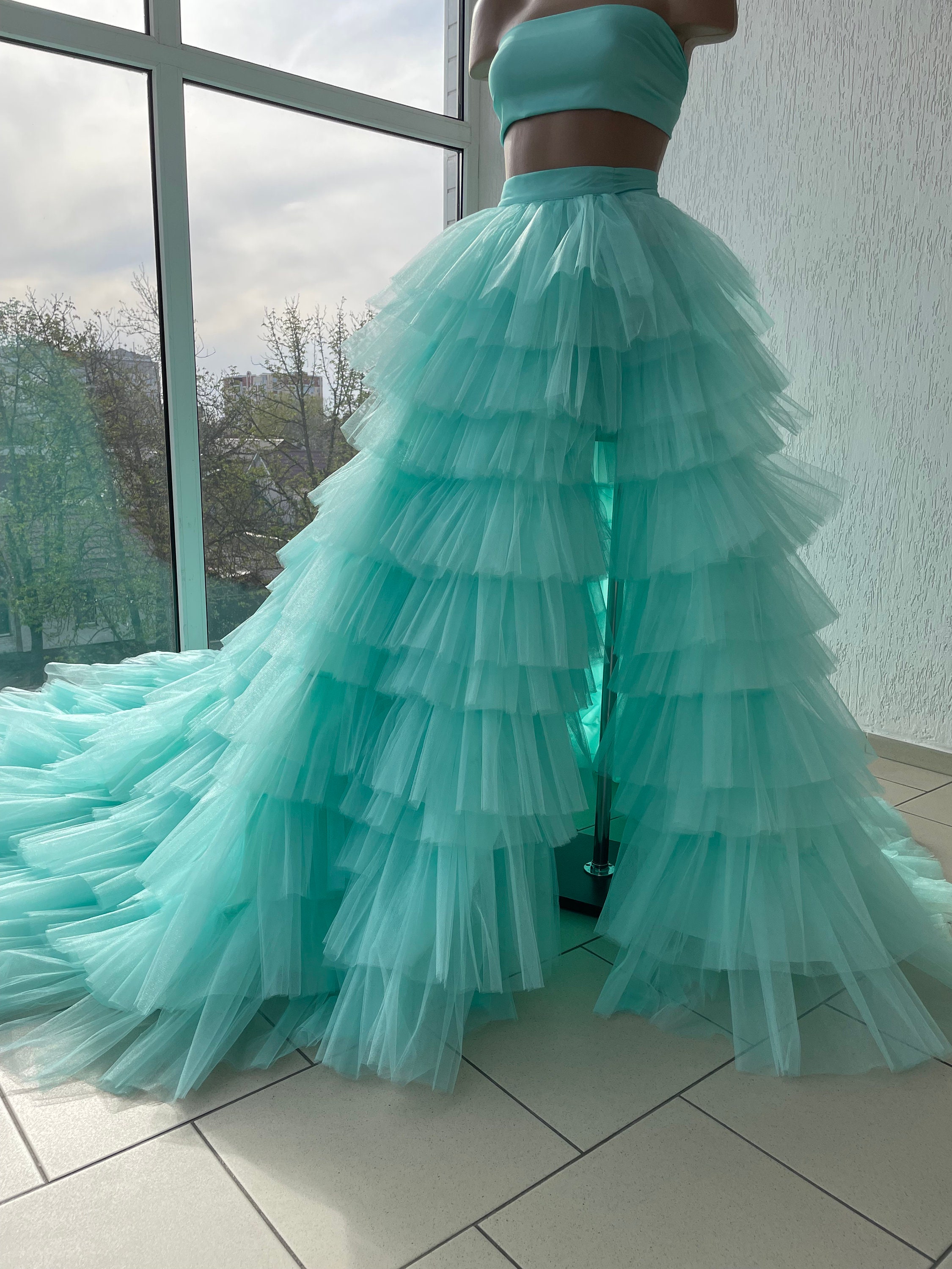 Multicolor Fluffy Skirt Umbrella Skirt