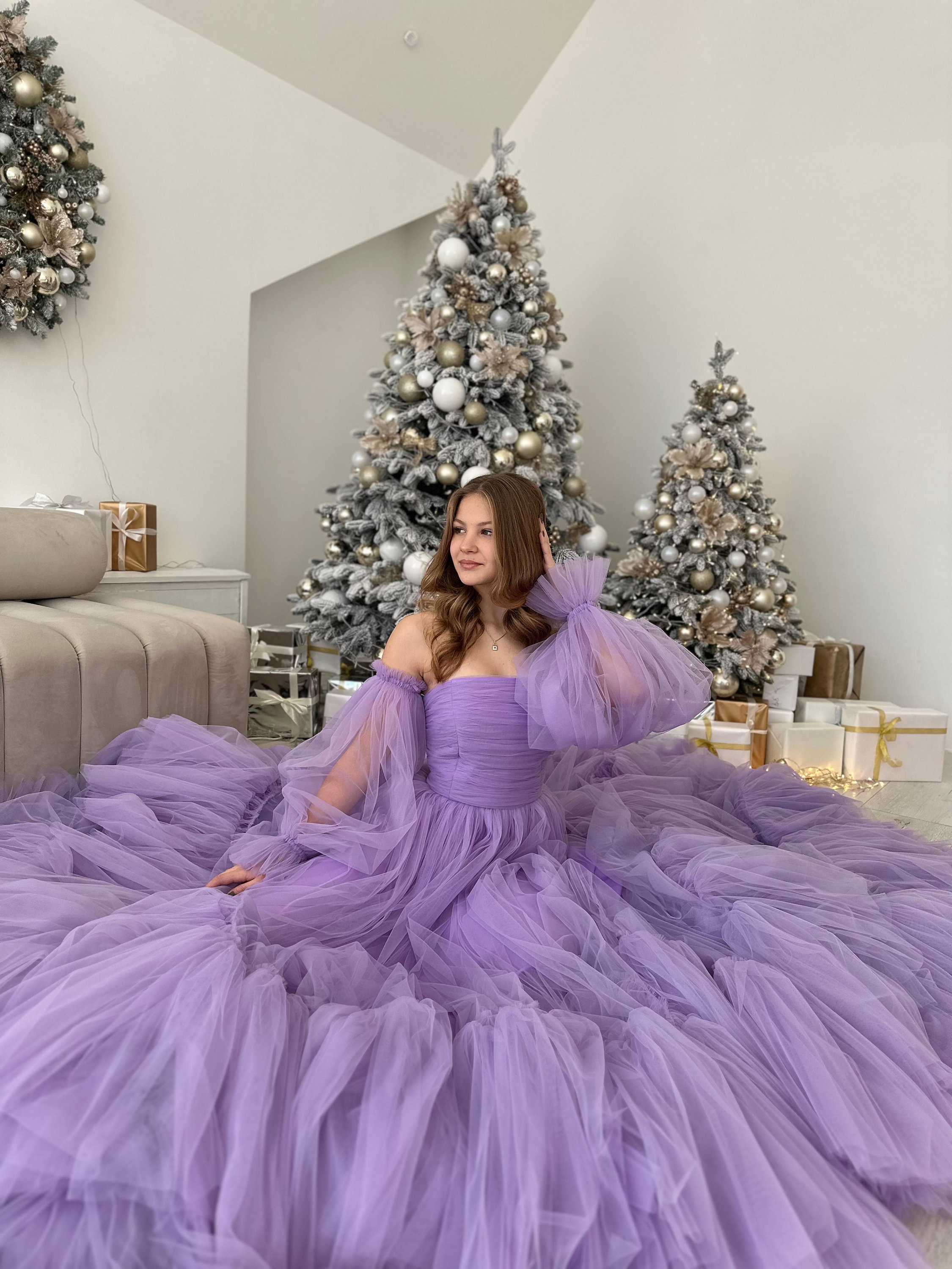海外輸入 インボイス Big Dress,long Long Dress,black Tulle Dress,lush Purple スーツ・フォーマル・ドレス