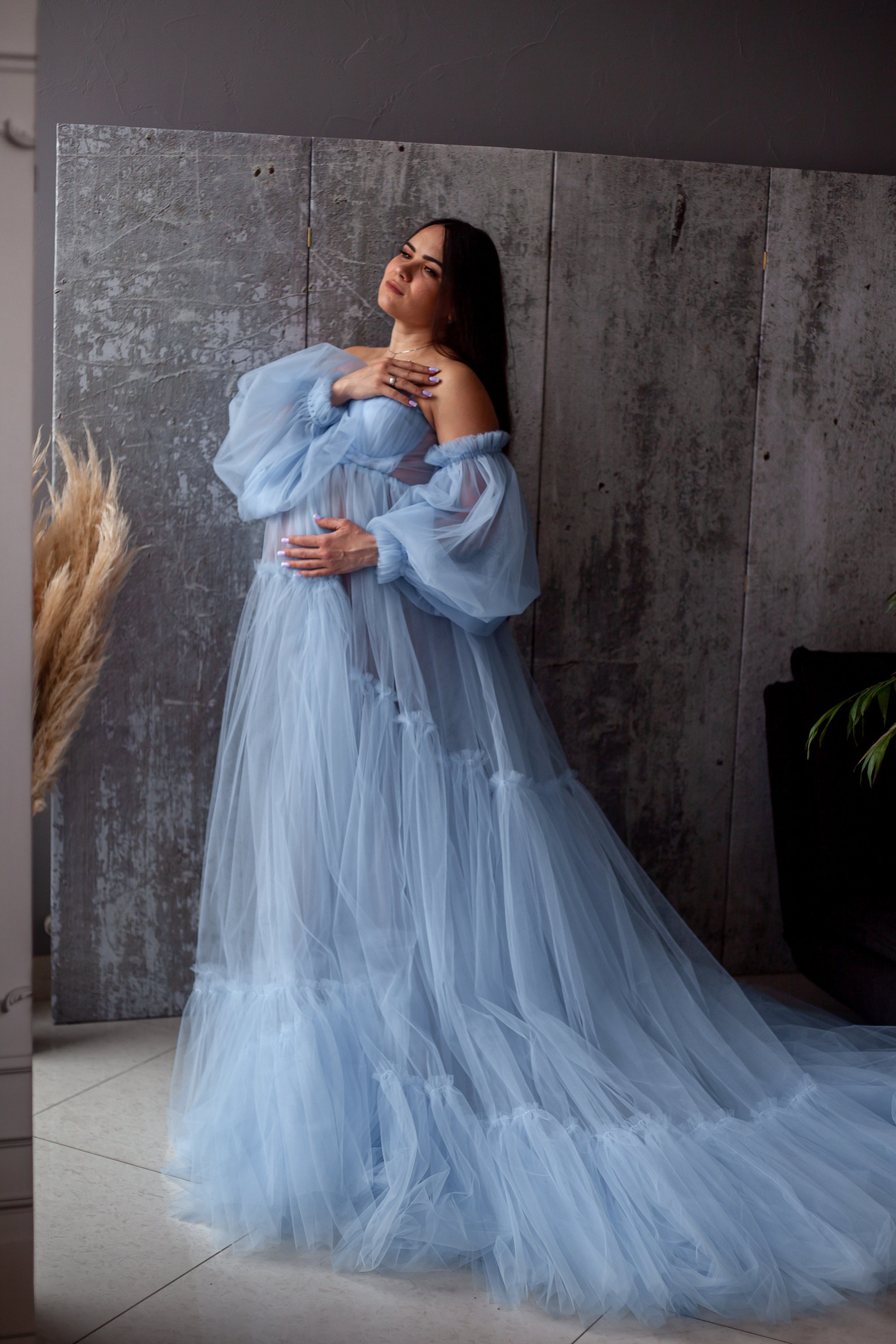Elegant Sheer Maternity Robe For Bridal Photoshoots Lebanon