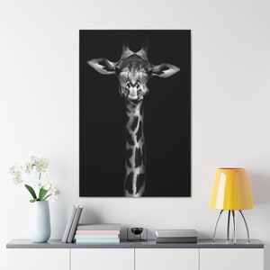 Black And White Giraffe - Wrapped Canvas Art