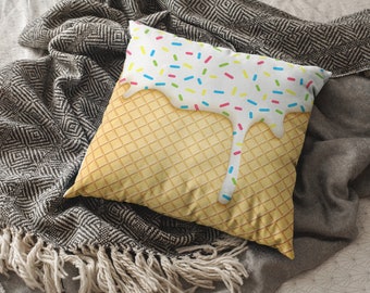 Ice Cream Cone - Polyester Square Pillow Case