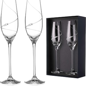 Toast Swirl champagnefluiten versierd met Swarovski-kristallen - set van 2