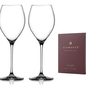 Diamante Crystal White Wine Glasses Set of 2 - Premium Crystal - Neo (2, White Wine)