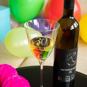 DIAMANTE Swarovski Bicchiere da vino per il 40 compleanno Bicchiere da vino in cristallo singolo con un 40 inciso a mano Impreziosito da cristalli Swarovski immagine 7