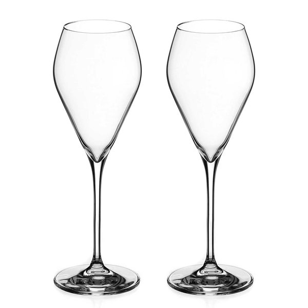 DIAMANTE Prosecco Glasses - Premium Lead Free Crystal - Set of 2