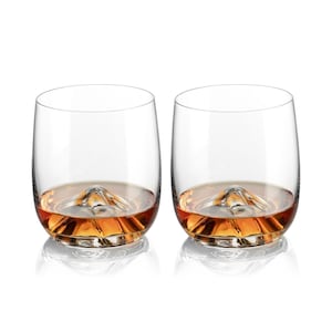 DIAMANTE Mountain Design kristallwhiskyglas - Whiskyberg - Set om 2, Presentförpackade för Whisky, Scotch, Rom, Cognac, Cocktails 330ml