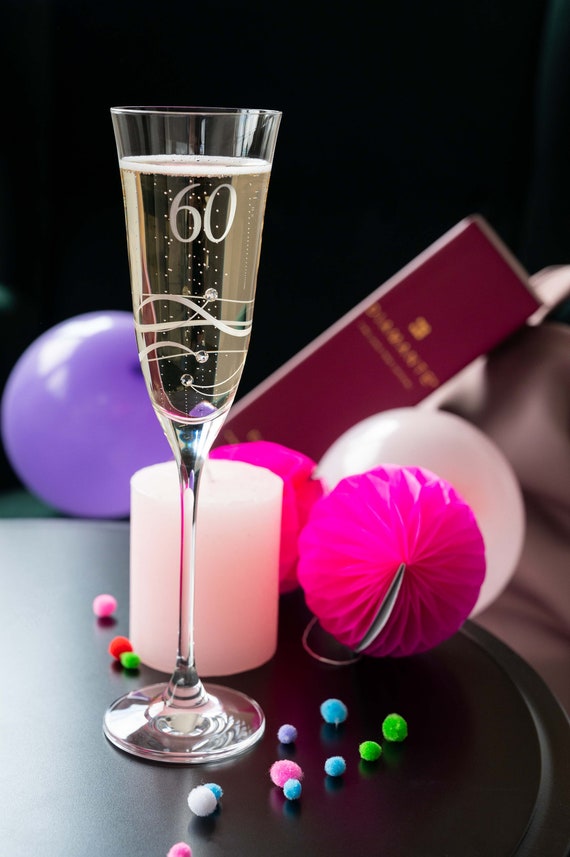 GlamRays 60. Hochzeitsjubiläum Kuchenaufsatz – Silber Glitzernd, 16,76x10,16 Cm, Beidseitig Glitzernd