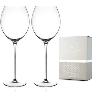 Two Elegance red wine glasses