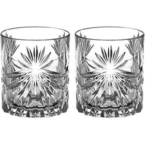 DIAMANTE Whisky Glasses Crystal Short Drink Tumblers Pair – ‘Riviera’ Collection – Gift Box of 2