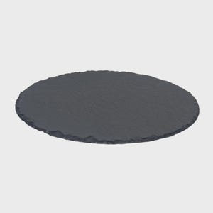 Peut inclure: Un plateau de service rond en ardoise gris foncé avec une surface texturée. Les bords sont rugueux et inégaux, ce qui lui donne un aspect naturel. Idéal pour servir des entrées ou de petits plats.
