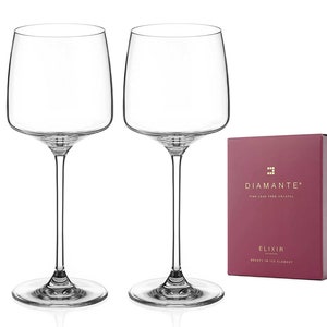 &quot;DIAMANTE Premium Weingläser Paar - &quot;&quot;Hollywood&quot;&quot; Kollektion Undekorierter Schlichter Kristall - 2er-Set.&quot;