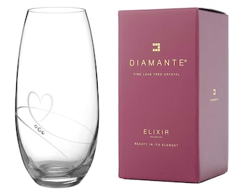 DIAMANTE Swarovski Barrel Vase 'Romance' - Hand Cut Crystal Vase with Swarovski Crystals - 25cm