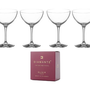 DIAMANTE Mini Nick & Nora Cocktail Coupés Kristallgläser 140ml, Port- oder Sherrygläser, Aperitif Digestif, Negronigläser - 4er-Set