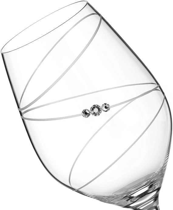 DIAMANTE Swarovski White Wine Glasses Pair 'ring' Design Embellished With  Swarovski Crystals Set of 2 
