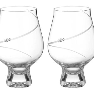 DIAMANTE Gin Goblets - &#39;Silhouette&#39; Crystal Gin and Tonic Glass - Set of 2