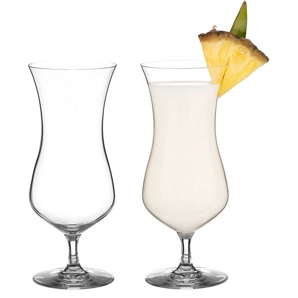 DIAMANTE Pina Colada Glasses - Pair of Hurricane Cocktail Glasses - Lead Free Crystal Set of 2