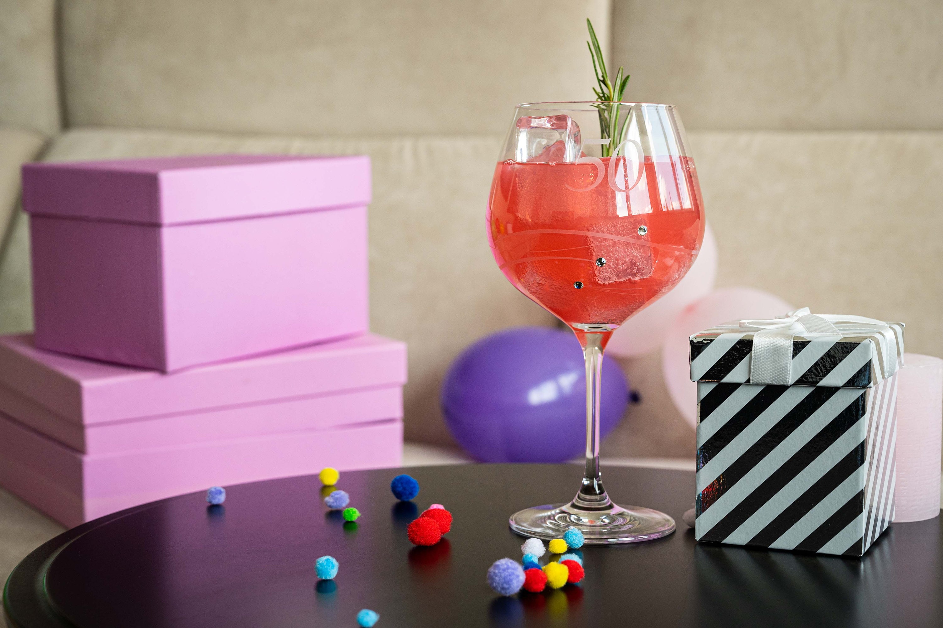 DIAMANTE Bicchiere Da Gin Copa 'Floral' In Cristallo – Incisione Floreale, 610 Ml, Confezione Regalo